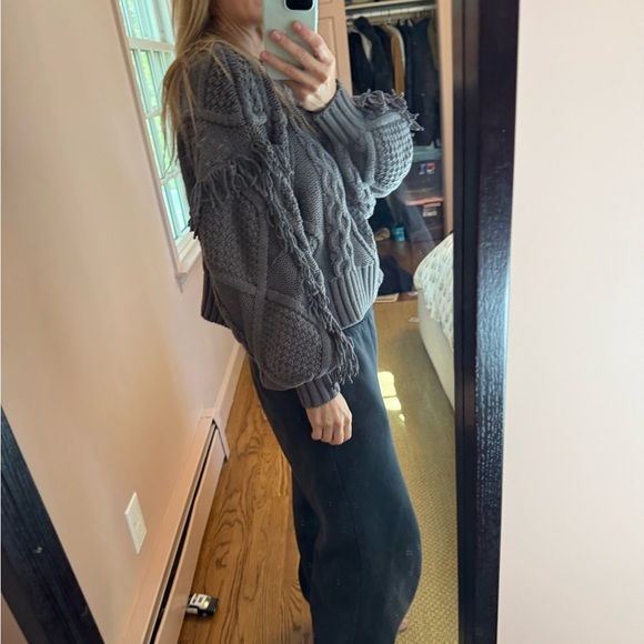 Gray Cable Knit Women's Sweater - Picture 3 of 3